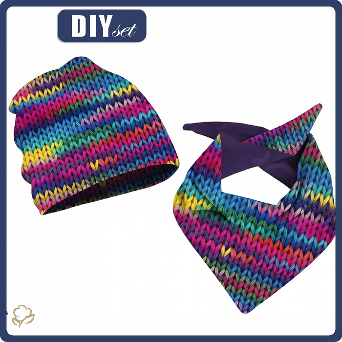 DZIECIĘCA CZAPKA I CHUSTA (CLASSIC) - RETRO GEOMETRIC WZ. 9 - 48-50