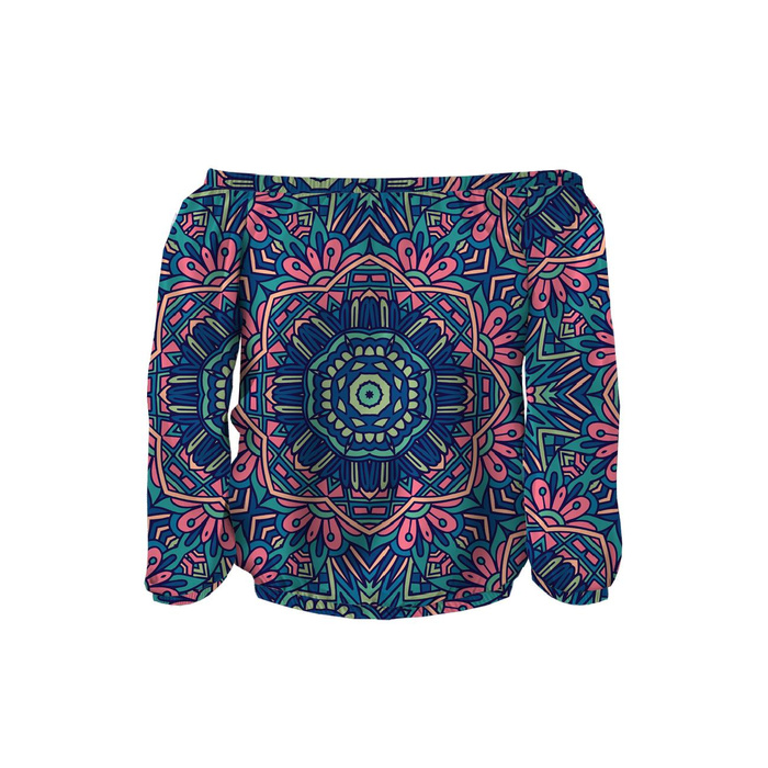 Bluzka hiszpanka (SOFIA) - KOLOROWA MANDALA wz. 4 - zestaw do uszycia M
