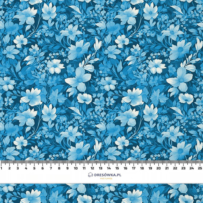 TRANQUIL BLUE / FLOWERS - dzianina pętelkowa