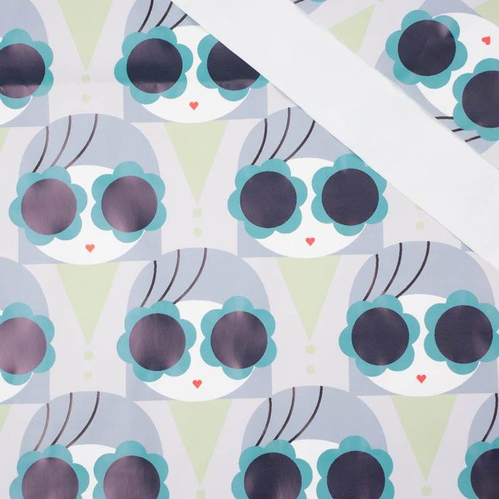 GIRL IN GLASSES / light blue - rain cloak fabric