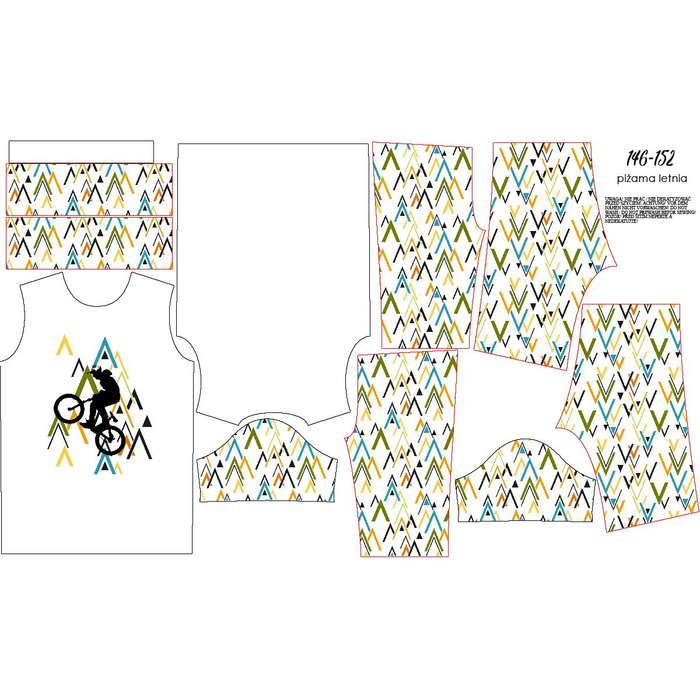 CHILDREN'S PAJAMAS "ADA" - BIKE pat. 2 - Bamboo Single Jersey with elastan (146/152)