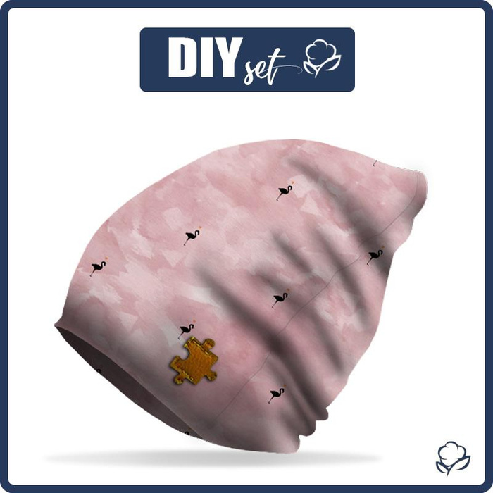 "Beanie" cap - FLAMINGOS (minimal) / CAMOUFLAGE pat. 2 (rose quartz) 51-53