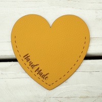 Velká kapsička z eko kůže srdce "Hand Made" Levé - MANGO MOJITO (YELLOW)