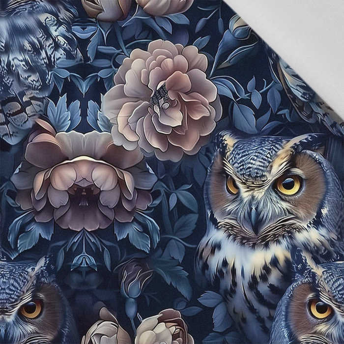 GOTHIC wz.7 (owls) - viscose woven fabric