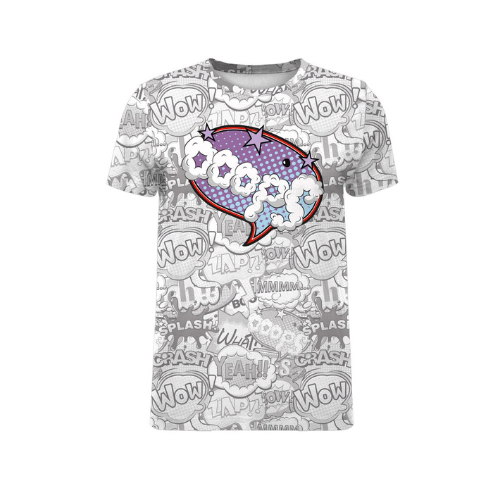 MEN’S T-SHIRT - COMICS / ooops (purple - red) - single jersey