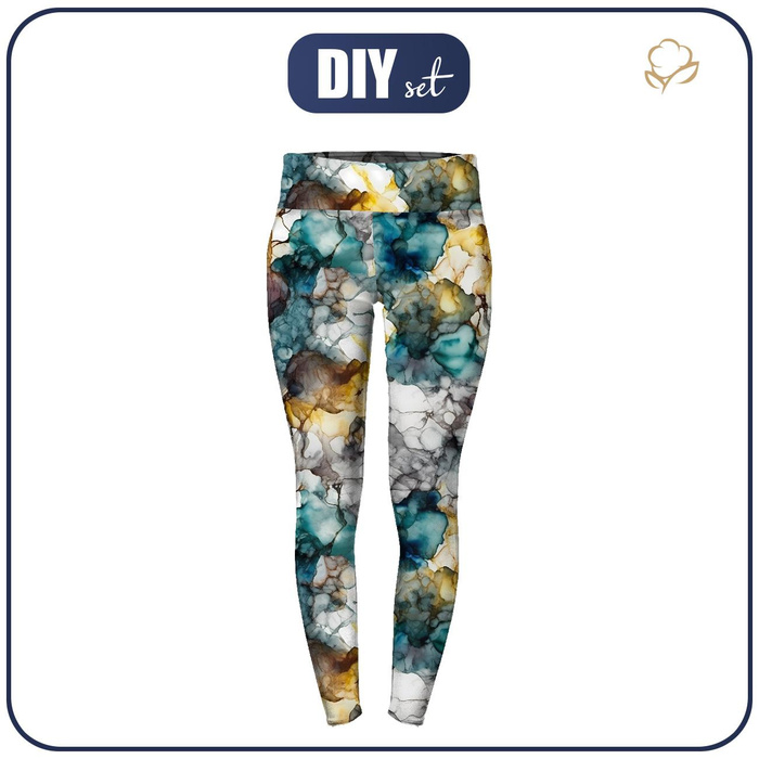 THERMO LEGGINSY DAMSKIE (GRETA) - ALCOHOL INK WZ. 1 - zestaw do uszycia XXXL