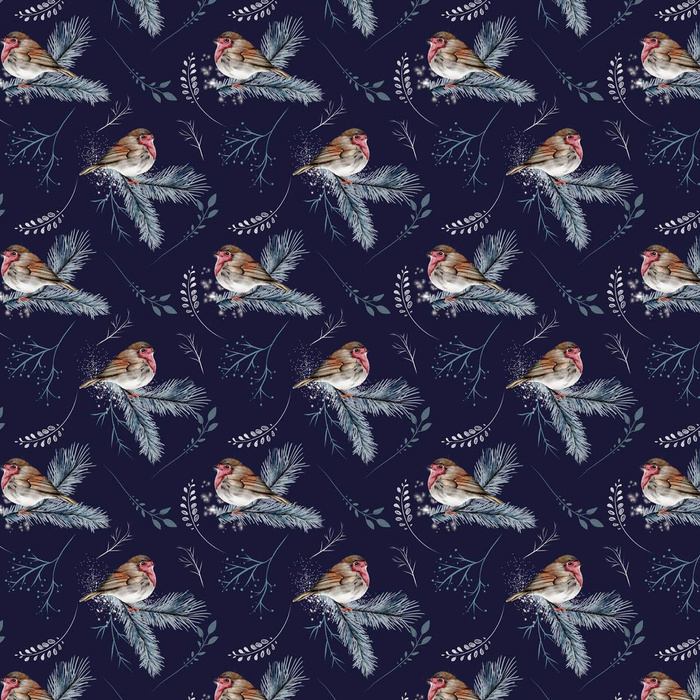 WINTER ROBINS (WINTER IN PARK) - Waterproof woven fabric