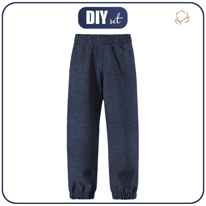 SOFTSHELLOVÉ DĚTSKÉ KALHOTY (YETI) - MELÍR NAVY - Sada šití (134/140)