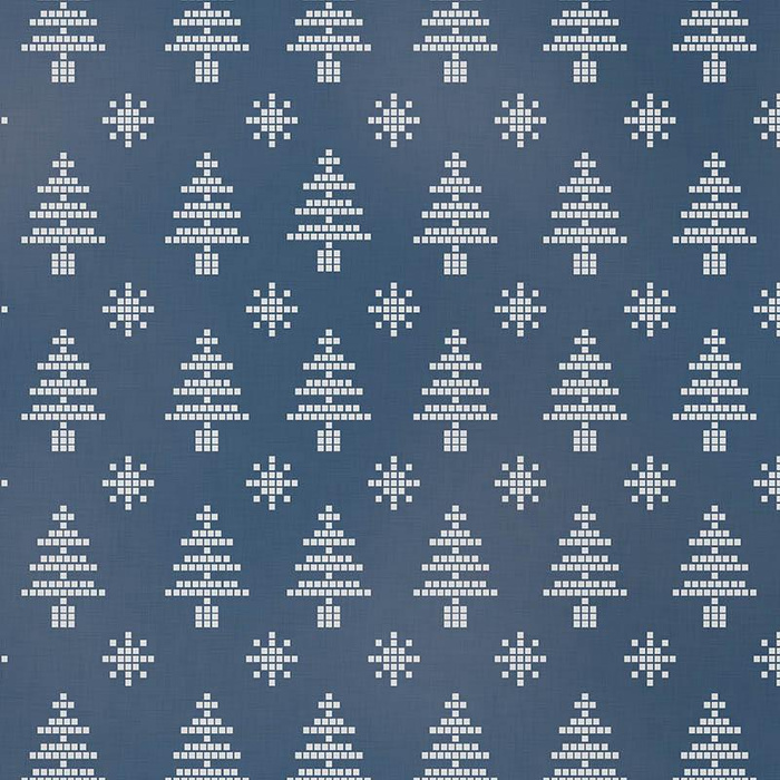 WEIHNACHTSBÄUME UND SCHNEEFLOCKEN / (acid) dunkelblau (NORWEGISCHE MUSTER)