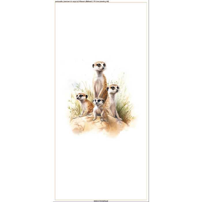 PILLOW 45X45 - WATERCOLOR MEERKAT - front + back