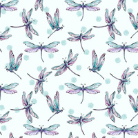 DRAGONFLIES pat. 2 (DRAGONFLIES AND DANDELIONS) - Viscose jersey