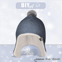 CZAPKA " PILOTKA" - BOUCLE - JEANS / szary / rozmiar 40-49