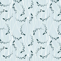 SHOAL / seaweed (BLUE PLANET) - Cotton woven fabric