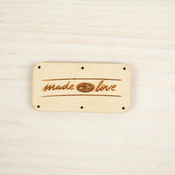 Metka drewniana prostokątna - MADE WITH LOVE / wz. 1