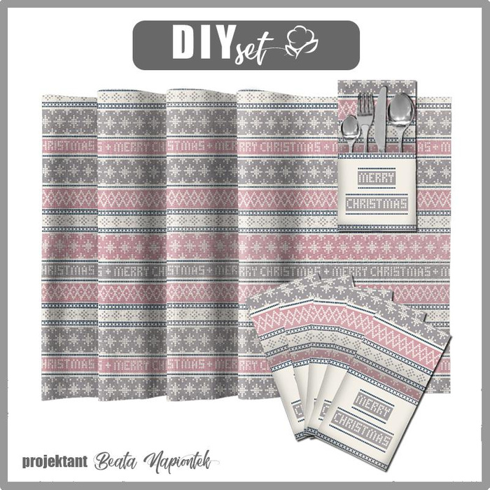 NAPKINS AND RUNNER - MERRY CHRISTMAS PAT. 1 (NORWEGIAN PATTERNS) - sewing set