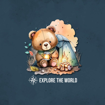 EXPLORE THE WORLD - Paneel (75cm x 80cm) Wintersweat angeraut mit Elastan ITY