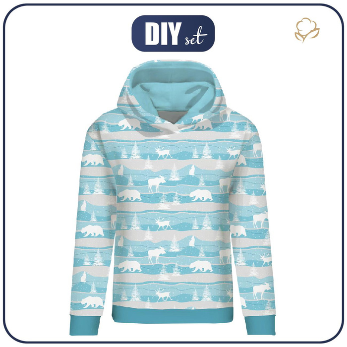 BLUZA DAMSKA (POLA) CLASSIC Z KAPTUREM - ALASKA / błękitny - dzianina pętelkowa XXXL