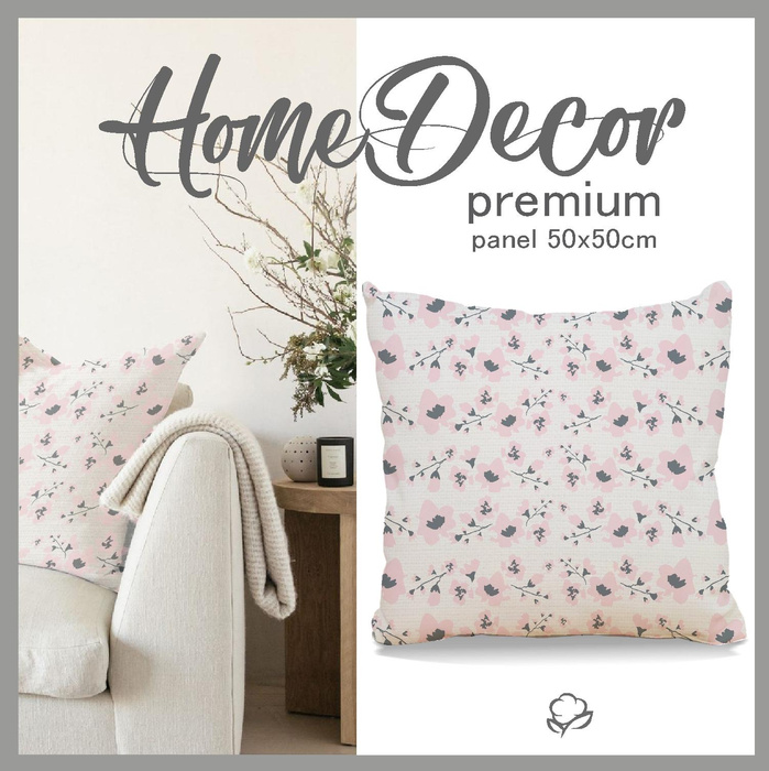 PANEL PODUSZKOWY - MALOWANE KWIATY/ Róż kwarcowy - HOME DECOR PREMIUM