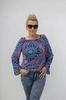 Bardot neckline blouse (SOFIA) - WATERCOLOR FLOWERS PAT. 4 - sewing set XS