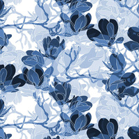MAGNOLIAS pat. 2 (classic blue) - Viscose jersey