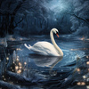 GOTHIC SWAN - PANEL (60cm x 50cm) tkanina wodoodporna