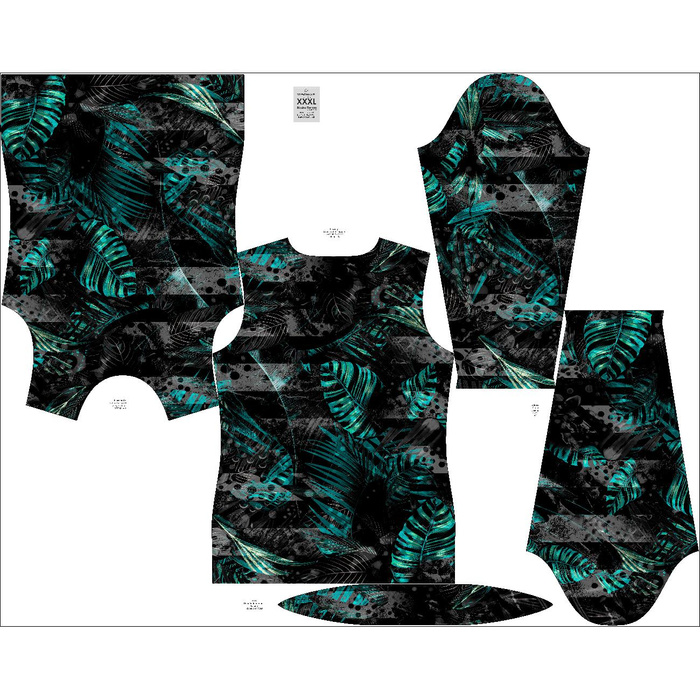 THERMO BLUZKA DAMSKA (PATTY) - JUNGLE ZEBRA / MONSTERA - zestaw do uszycia M