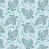 SCHILDKRÖTEN UND FISCHSCHWARM (BLAUER PLANET) - Baumwoll Webware