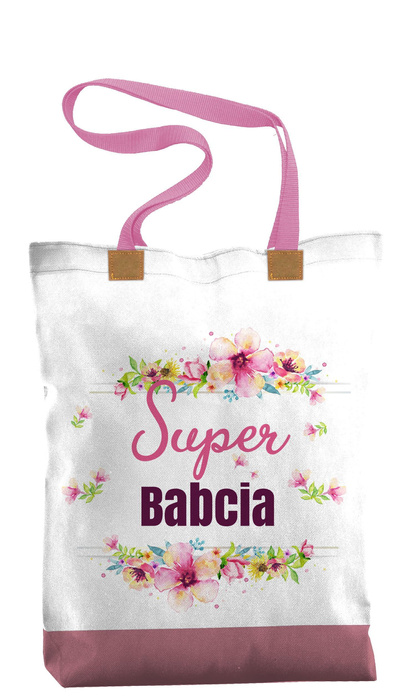 SHOPPER TASCHE - SUPER BABCIA / rosa - Panama 220g Webware - Nähset