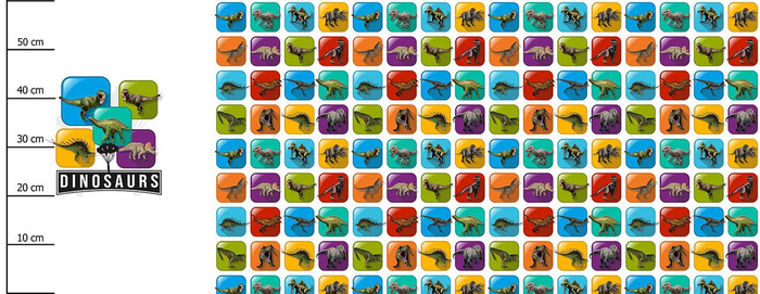 DINO TILES PAT. 2 / mint - SINGLE JERSEY PANORAMIC PANEL