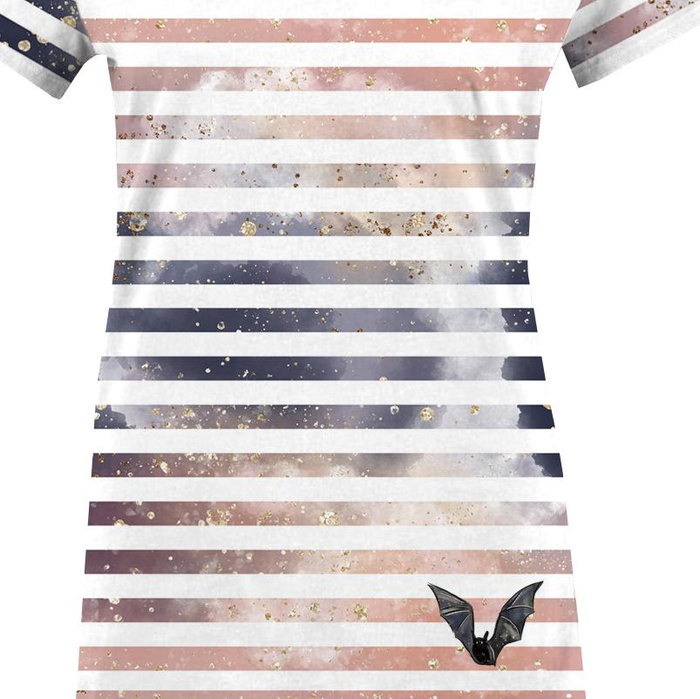 WOMEN’S T-SHIRT - BAT / STRIPES (ENCHANTED NIGHT) - single jerseY L