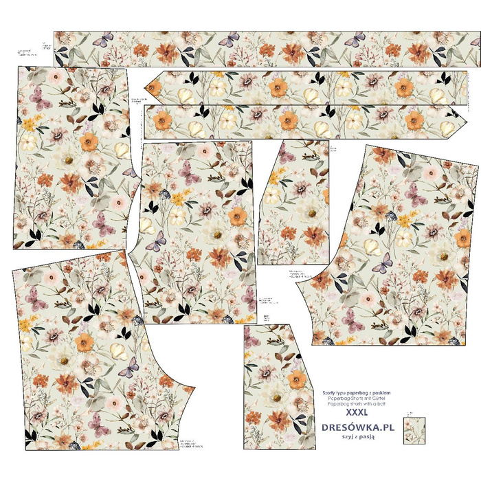 PAPERBAG SHORTS - BLUMEN MIX Ms. 3 - Nähset XS