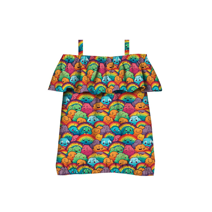Bardot neckline blouse (SARA) -  COLORFUL CLOUDS - sewing set - 146-152