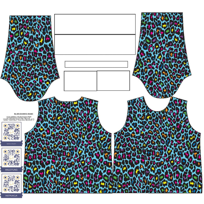 BLUZA DAMSKA (HANA) BASIC - NEONOWY LAMPART WZ. 3 - dzianina pętelkowa - S