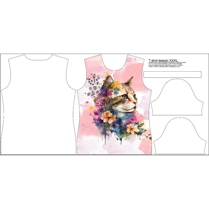 DAMEN T-SHIRT - WATERCOLOR CAT MS. 1 - Nähset XXS