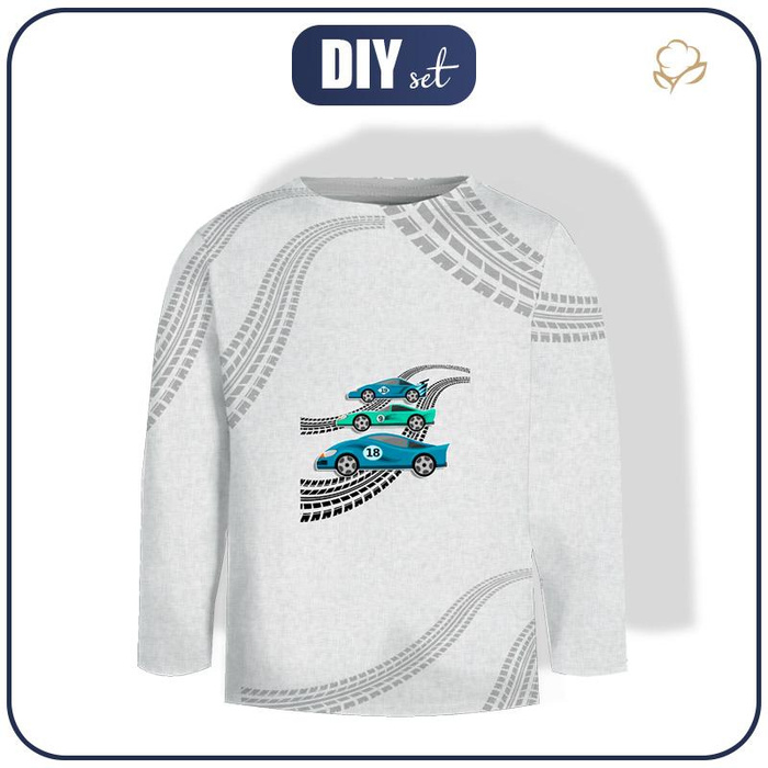 LONGSLEEVE - SCHNELLE SCHLITTEN / acid (grau) - Single Jersey (134/140)
