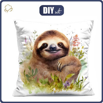 POLŠTÁŘ 45x45 - WATERCOLOR SLOTH VZ. 2 - Sada šití
