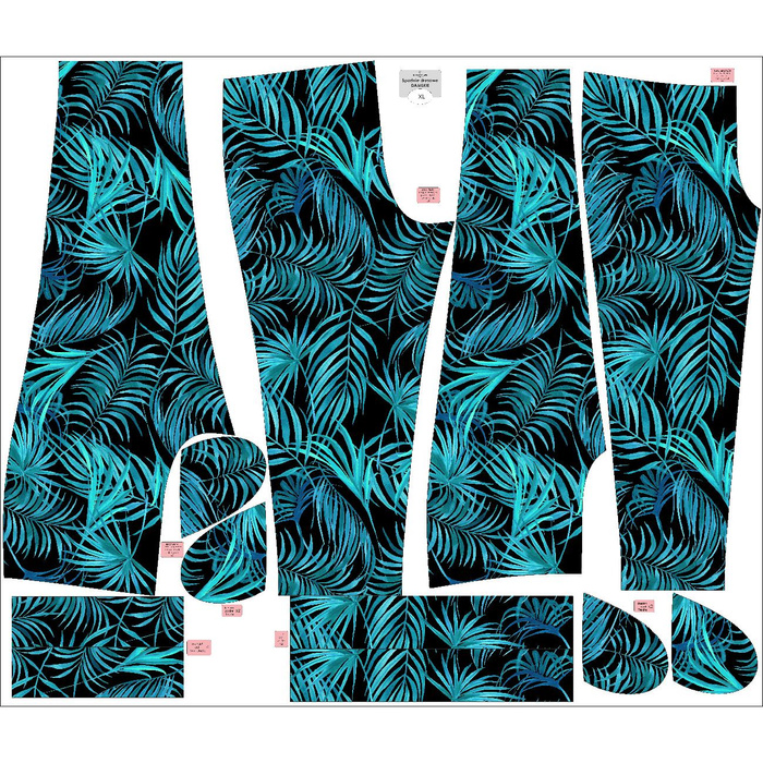 WOMEN'S JOGGERS (NOEMI) - PALM LEAVES pat. 5 / black - sewing set S