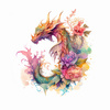 WATERCOLOR DRAGON WZ. 2 - panel (75cm x 80cm) tkanina bawełniana