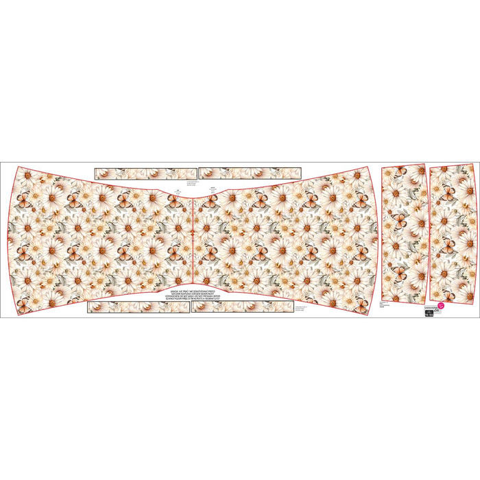 Bardot neckline dress (LILI) - Butterfly & Flowers wz.4 - sewing set - 122-128