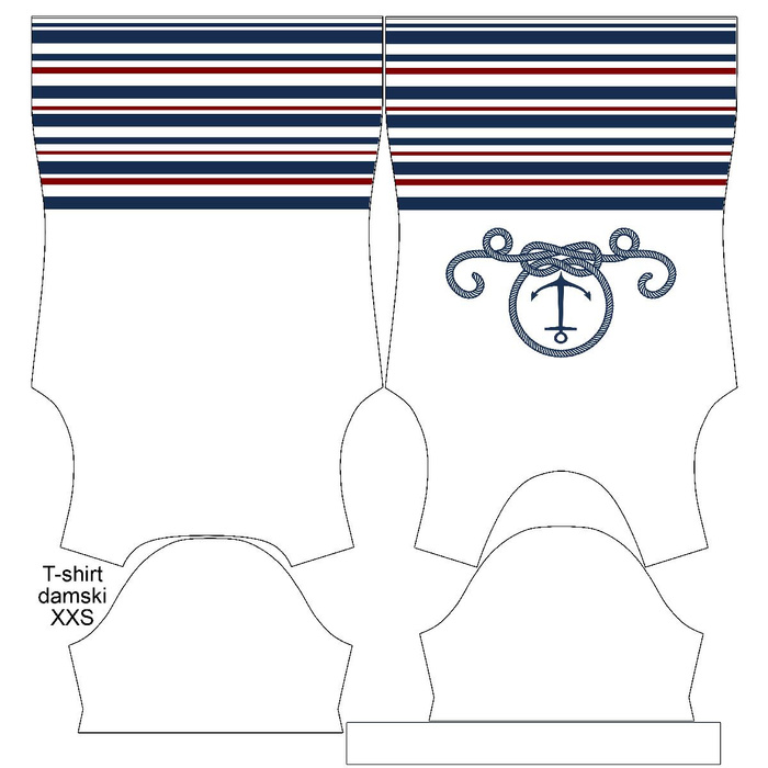 T-SHIRT DAMSKI - KOTWICA / paski (marine) - single jersey M