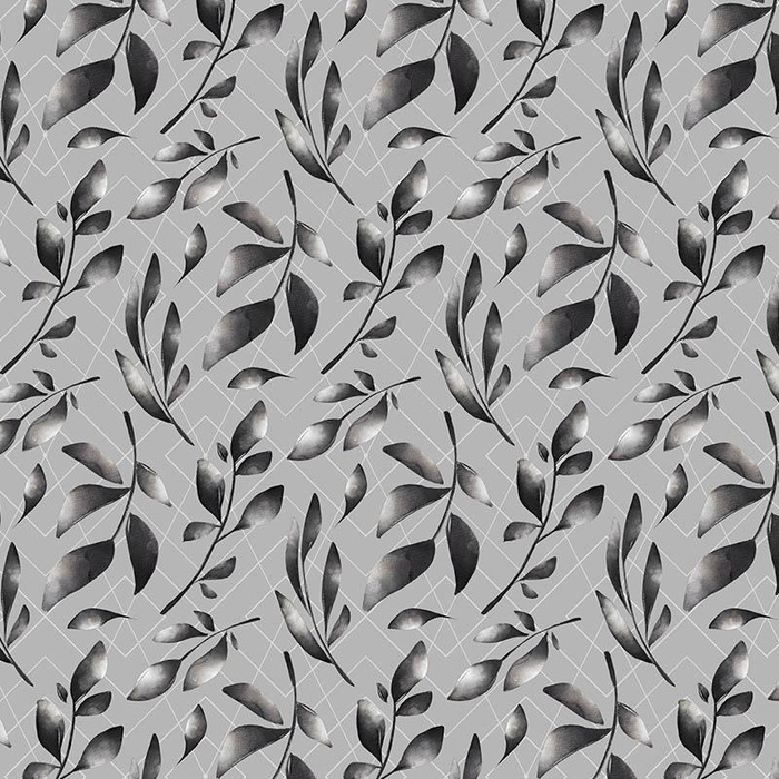 LEAVES pat. 14 / grey - Viscose jersey