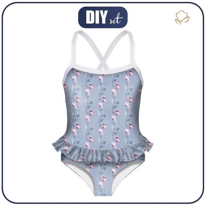 Girl's swimsuit - WATERCOLOR BOUQUET Pat. 3 - 122-128