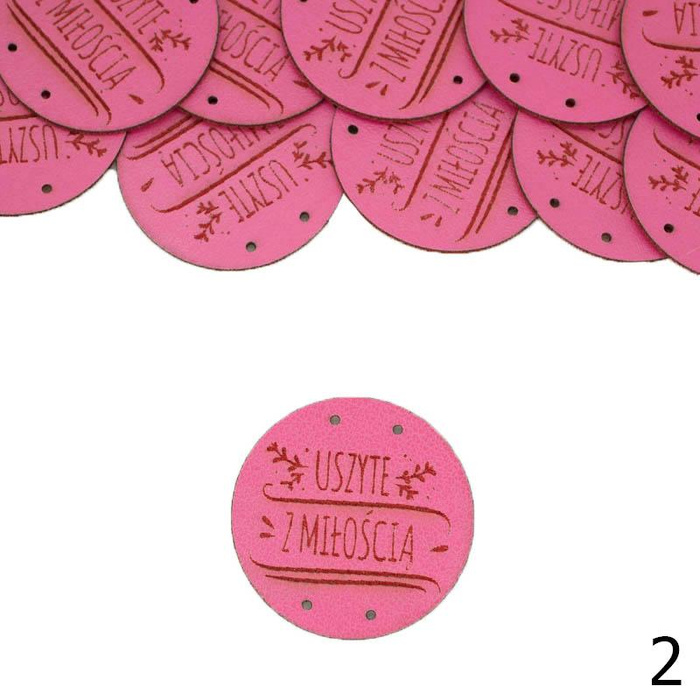 Label „USZYTE Z MIŁOŚCIĄ'' Durchmesser 3 cm - Farben nach Wahl