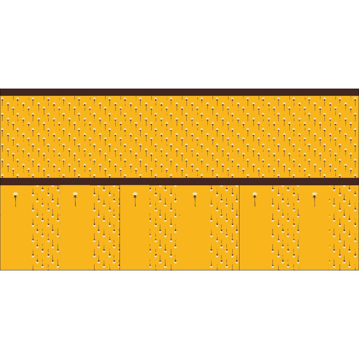 NAPKINS AND RUNNER - SMALL WHITE FLOWERS / mustard - sewing set