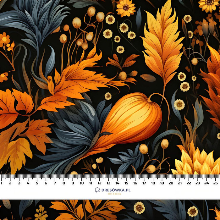 AUTUMN FLOWERS WZ.19 - dzianina drapana z elastanem ITY