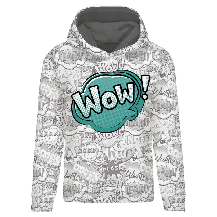 BLUZA DAMSKA (POLA) CLASSIC Z KAPTUREM - KOMIKS / wow (miętowy) - dzianina pętelkowa - M