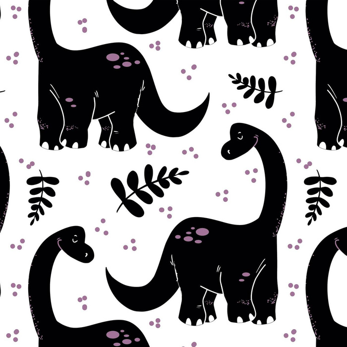 BLACK DINO / PLANTS  - single jersey with elastane 