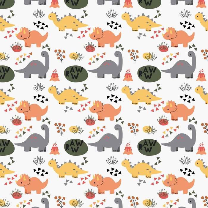 COLORFUL DINOSAURS pat. 2 - looped knit fabric