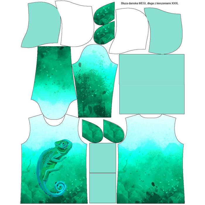 LONG WOMEN’S HOODIE (MEGI) - CHAMELEON - looped knit fabric - XXXL