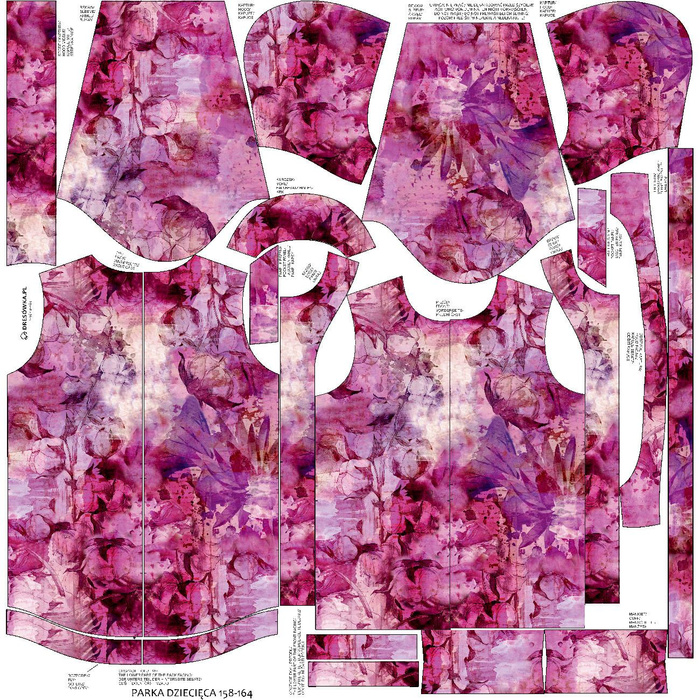 KIDS PARKA (ARIEL) - PINK PARADISE PAT. 3 - softshell (110/116)